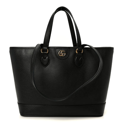 Textured Dollar Calfskin Small Ophidia Shoulder Tote Bag Black