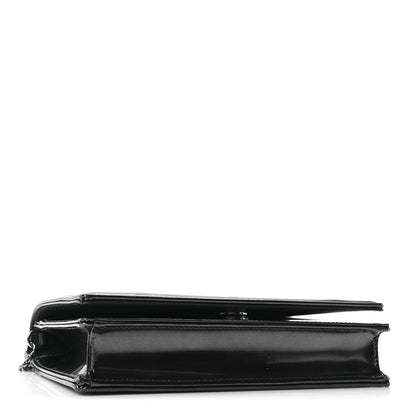 Metallic Patent Micro-Cannage Diorama Wallet on Chain Pouch Onyx Black