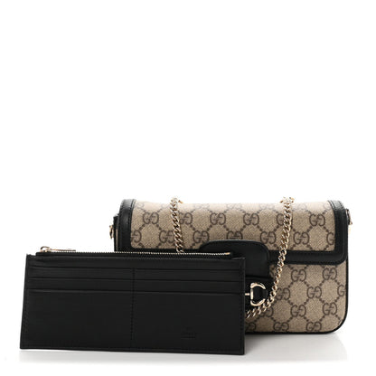 GG Supreme Monogram Azalea Calfskin Horsebit 1955 Mini Bag Beige Black