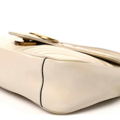 Calfskin Matelasse Small GG Marmont Shoulder Bag White