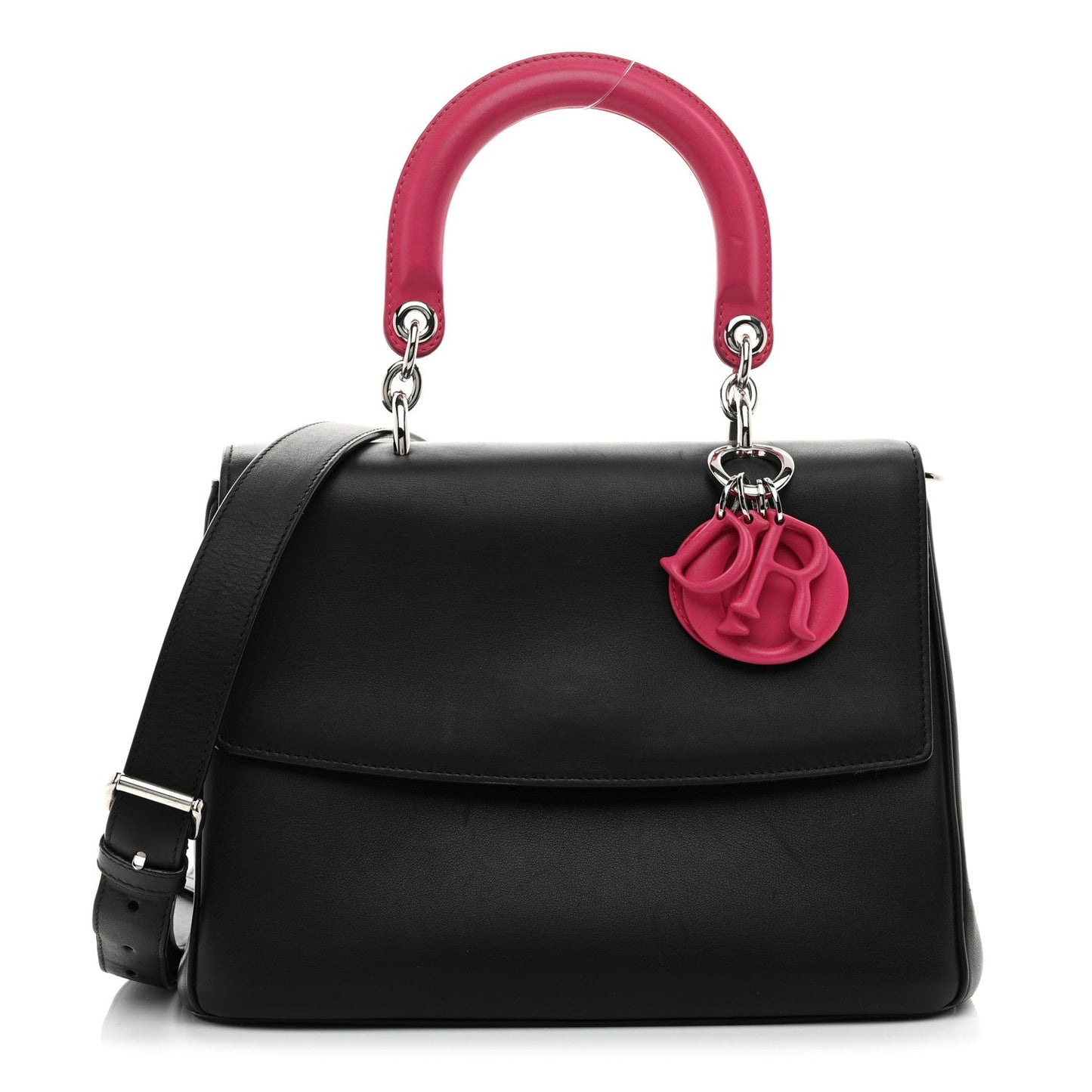 Smooth Calfskin Small Bi-Color Be Dior Flap Black Pink