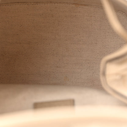 GG Supreme Monogram Textured Dollar Calfskin Web Mini Chain Drawstring Backpack Beige Mystic White Oatmeal
