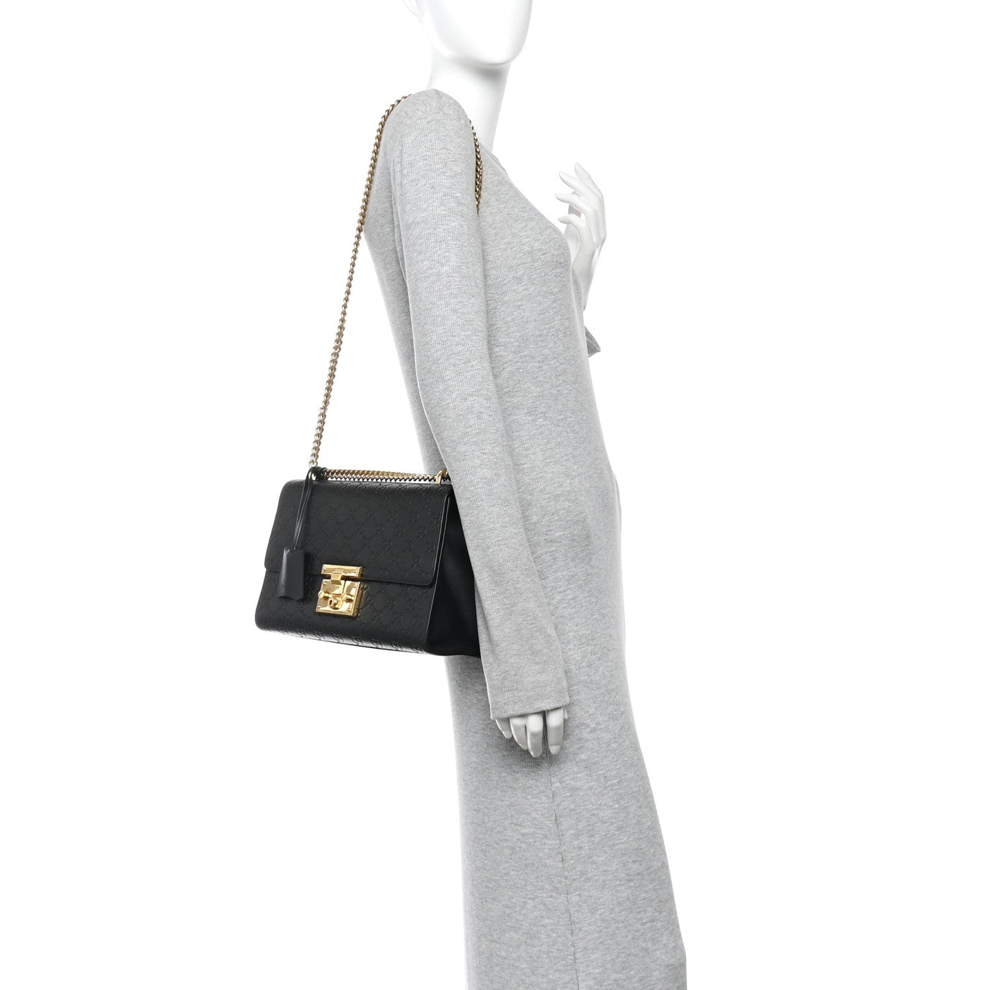 Guccissima Medium Padlock Shoulder Bag Black