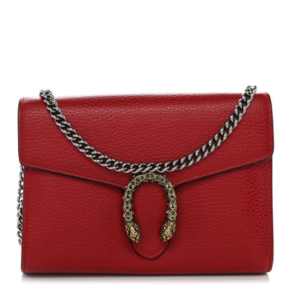 Calfskin Mini Dionysus Chain Wallet Hibiscus Red