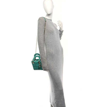 Lambskin Cannage Mini Lady Dior Cobalt Green