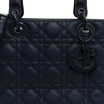 Ultra Matte Calfskin Cannage Medium Lady Dior Blue