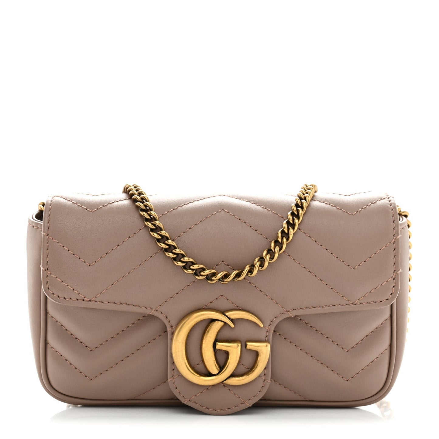 Calfskin Matelasse Super Mini GG Marmont Shoulder Bag Porcelain Rose