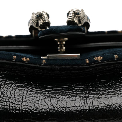 Velvet Skipper Crystal GG Monogram Small Dionysus Shoulder Bag Blue Beige Black