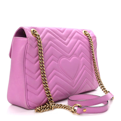 Calfskin Matelasse Medium GG Marmont Shoulder Bag Candy Mousse