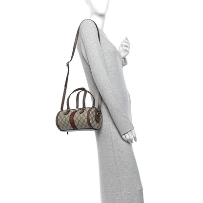 GG Supreme Monogram Web Small Ophidia Boston Bag  Beige New Acero