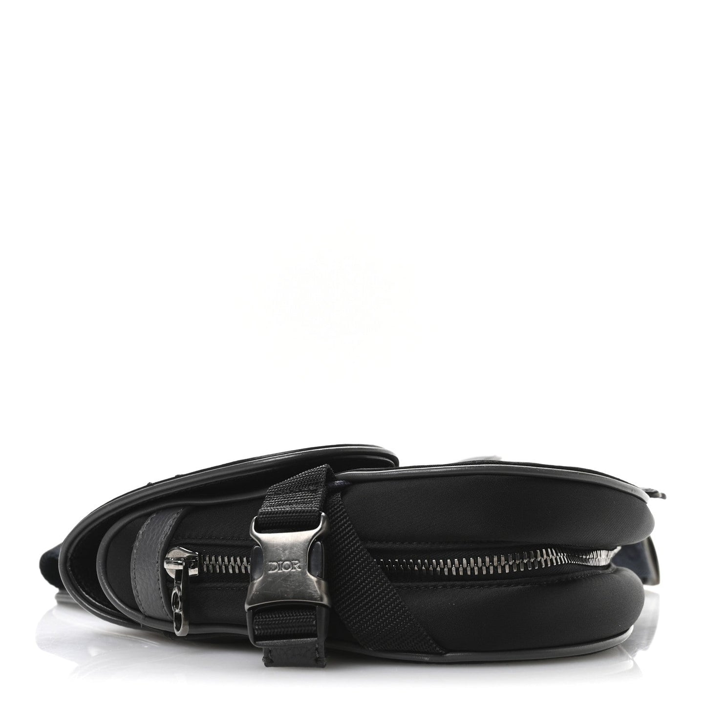 X Sacai Grained Calfskin Technical Fabric Mens Saddle Bag Black