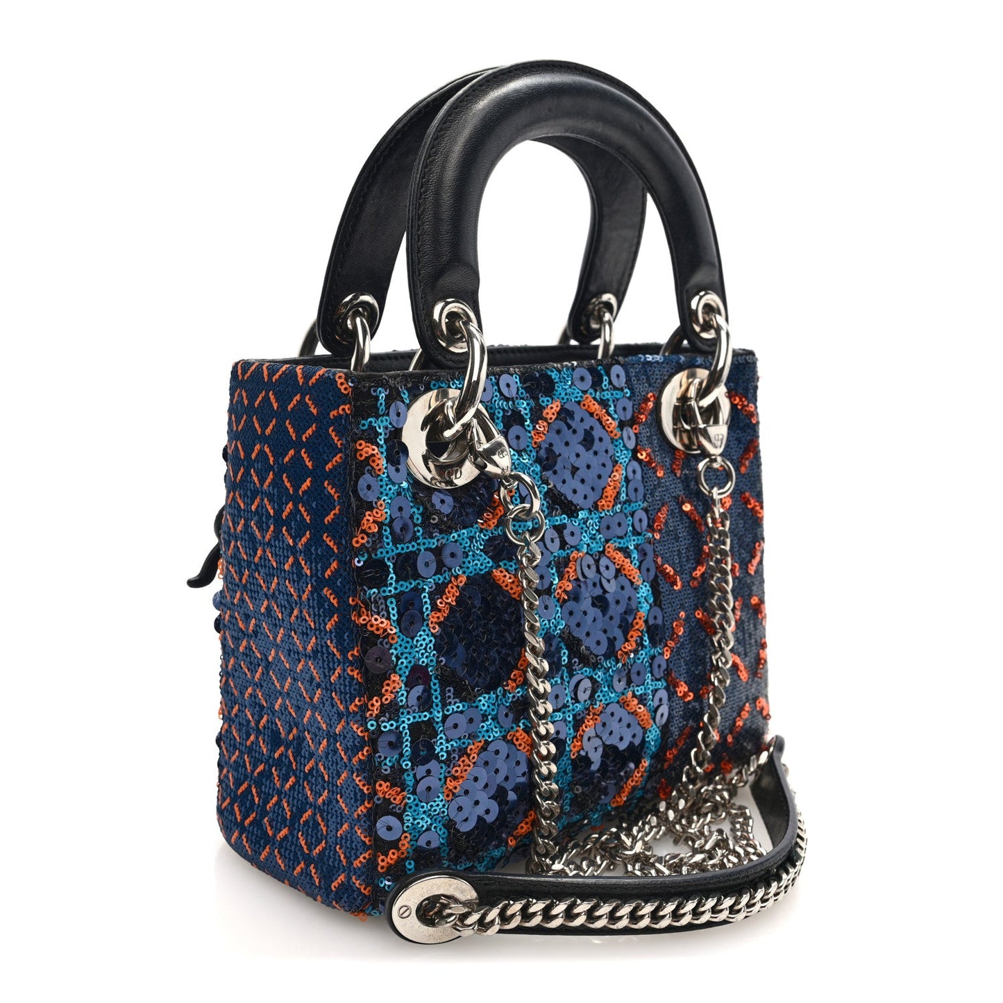 Sequin Lambskin Esprit Tokyo Mini Lady Dior Blue Multicolor