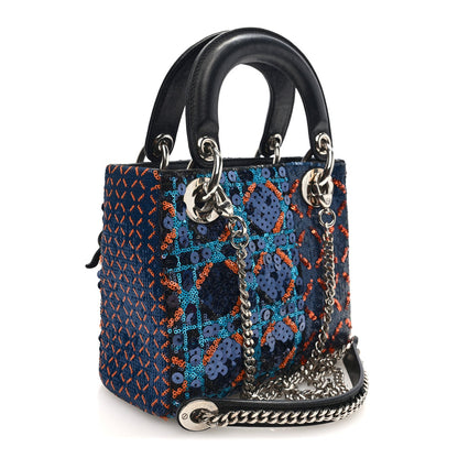 Sequin Lambskin Esprit Tokyo Mini Lady Dior Blue Multicolor
