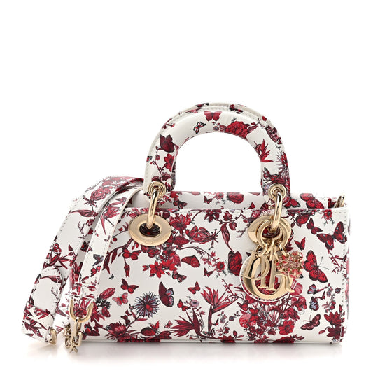 Calfskin Bead Embroidered Ramage Butterfly Lady D-Joy White