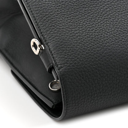 Grained Calfskin Large Diorever Flap Black