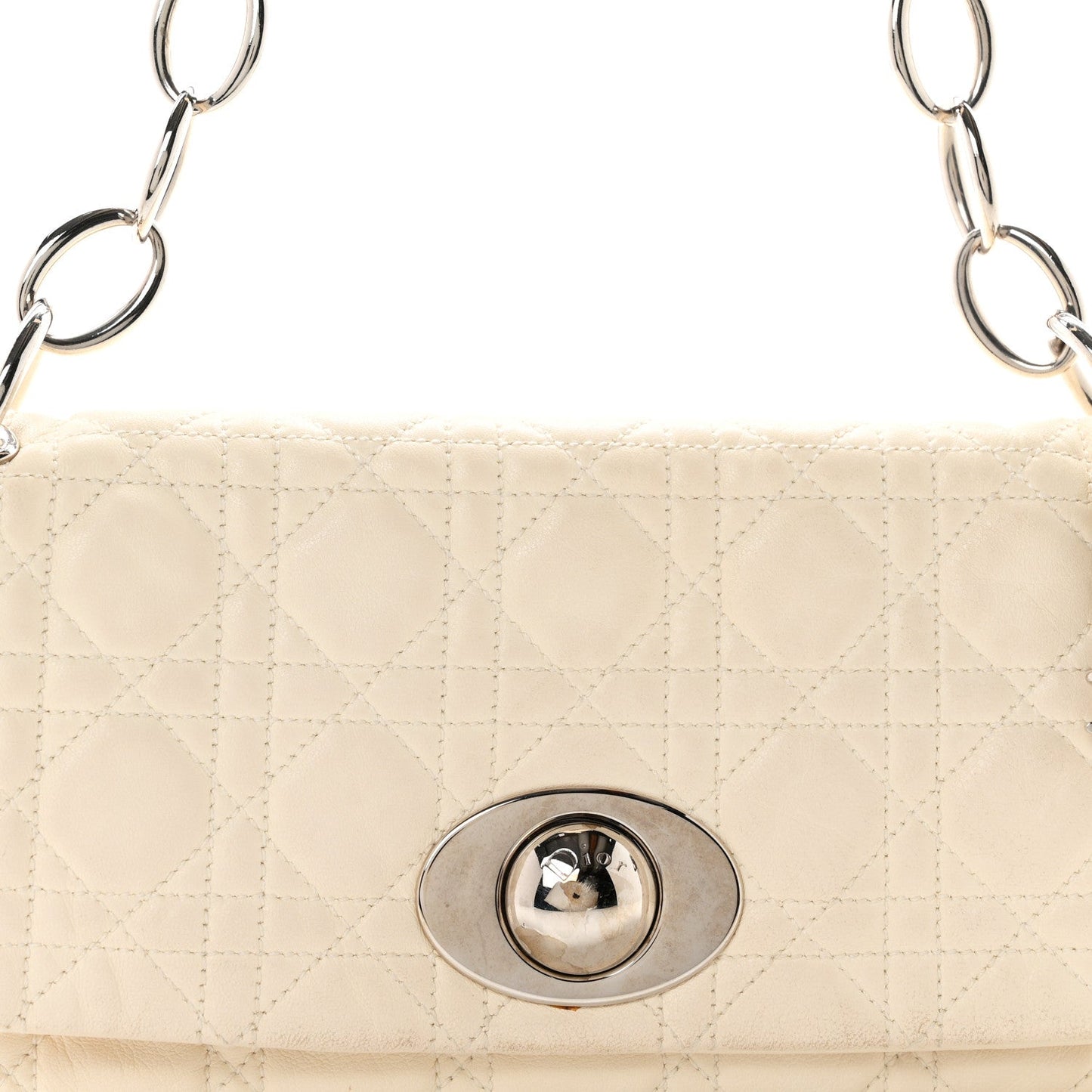 Lambskin Cannage Rendezvous Flap White
