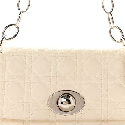 Lambskin Cannage Rendezvous Flap White