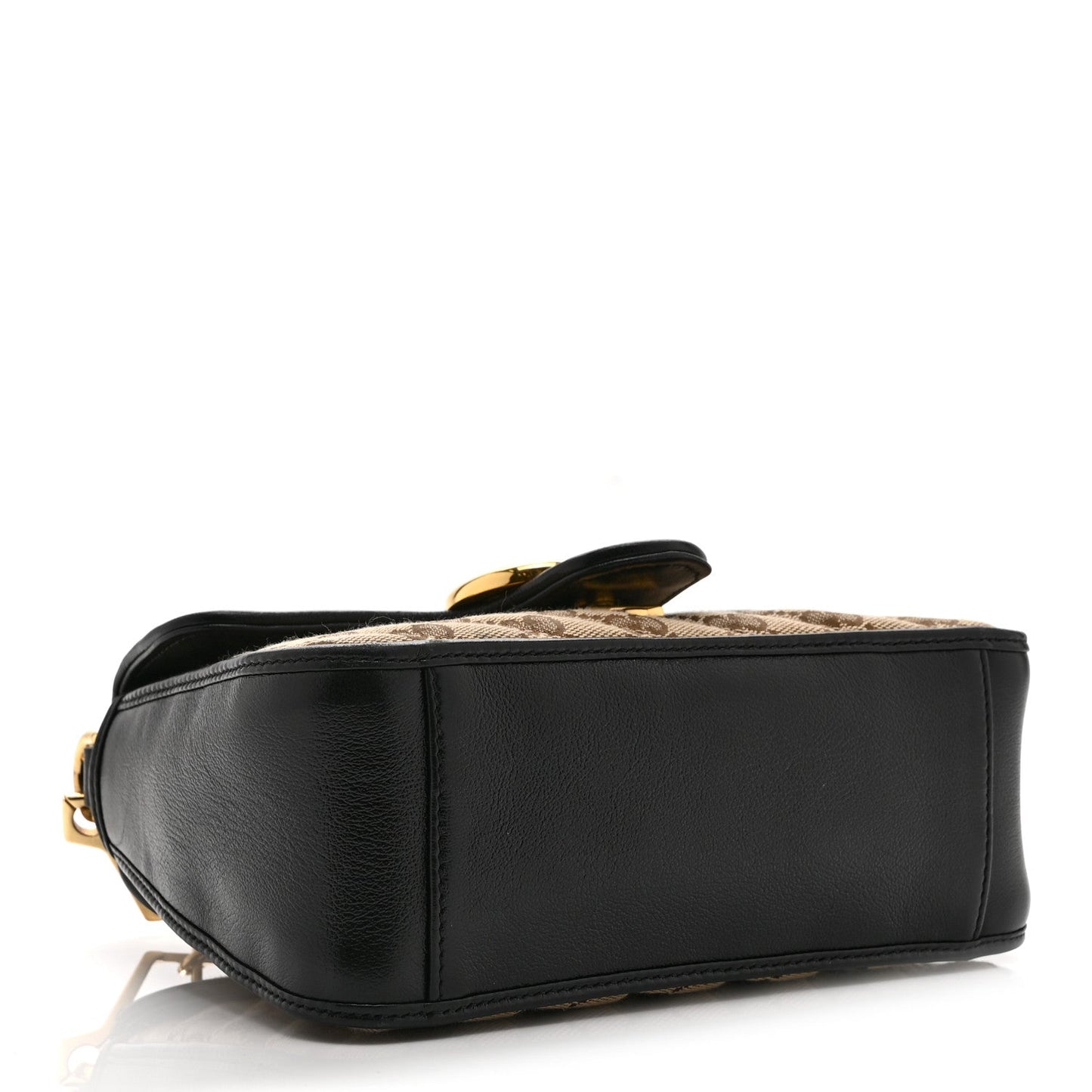 Monogram Azalea Calfskin Matelasse Diagonal Mini GG Marmont Top Handle Shoulder Bag Beige Ebony Black