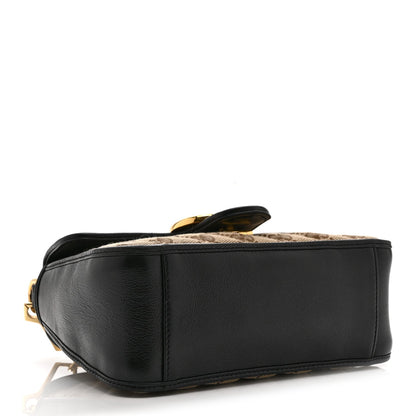 Monogram Azalea Calfskin Matelasse Diagonal Mini GG Marmont Top Handle Shoulder Bag Beige Ebony Black