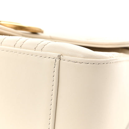 Calfskin Matelasse Mini GG Marmont Top Handle Shoulder Bag White