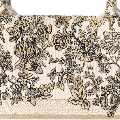 Canvas Embroidered Large Dioriviera Toile De Jouy Book Tote Gold