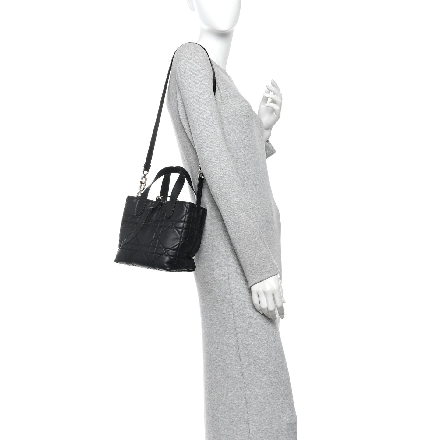 Calfskin Macrocannage Small Toujours Vertical Tote Black