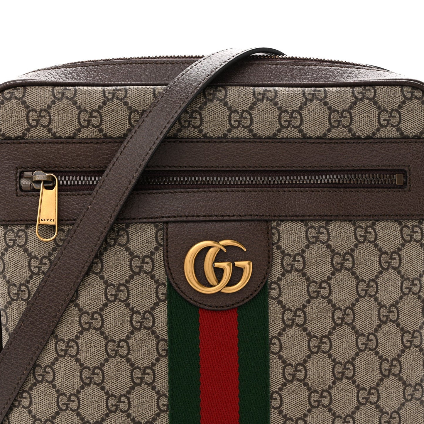 GG Supreme Monogram Web Medium Ophidia Messenger Bag Brown