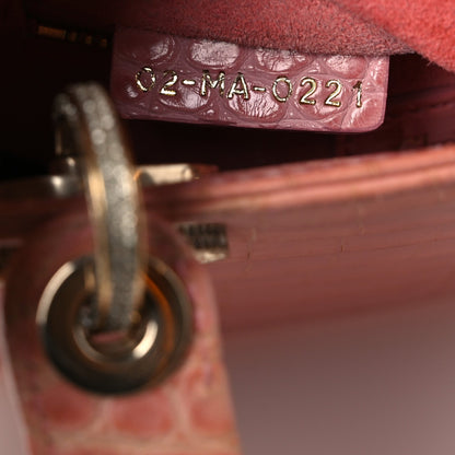 Alligator Crystal Mini Lady Dior Pink