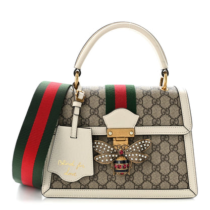 GG Supreme Monogram Small Queen Margaret Top Handle Bag White