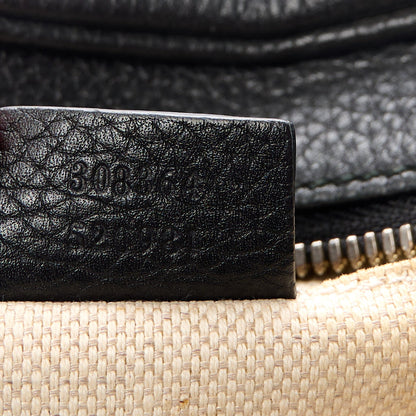 Pebbled Calfskin Small Soho Disco Bag Black