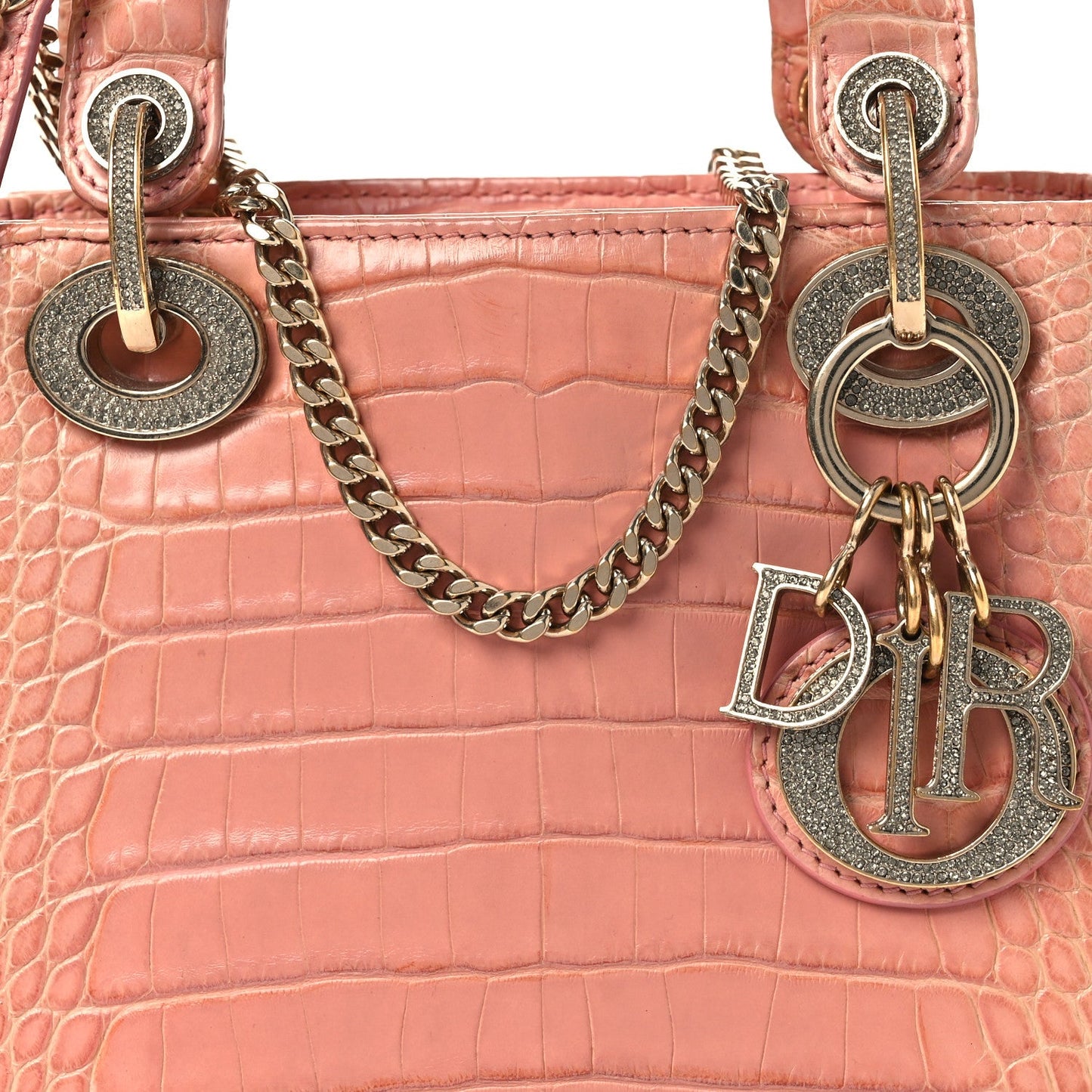 Alligator Crystal Mini Lady Dior Pink
