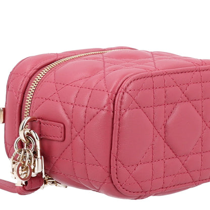 Lambskin Cannage Micro Vanity Case Strawberry Pink