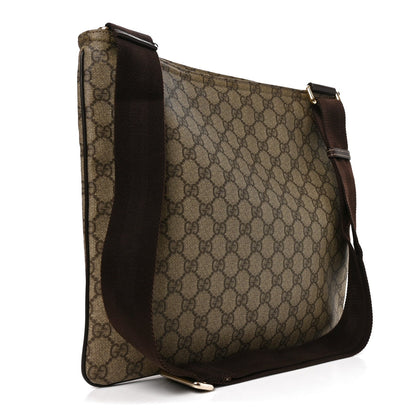 GG Supreme Monogram Medium Flat Messenger Bag Dark Brown