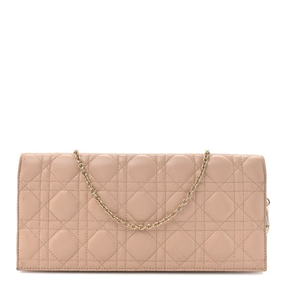 Lambskin Cannage Lady Dior Convertible Clutch Pink
