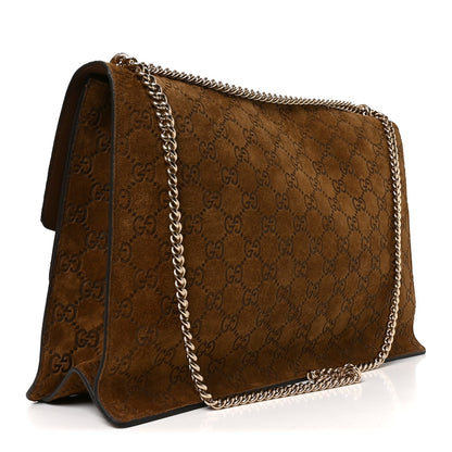 Suede GG Debossed Large Dionysus Shoulder Bag Brown