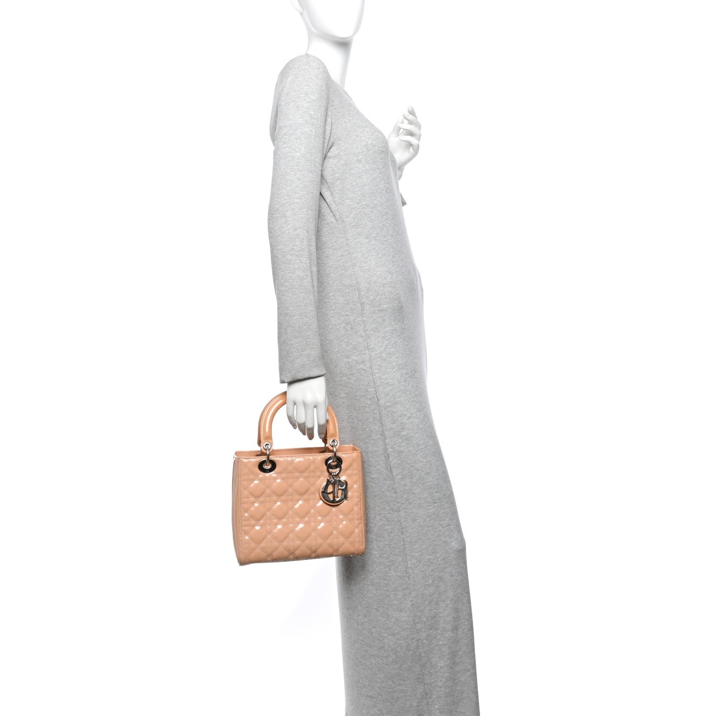 Patent Cannage Medium Lady Dior Rose Clair