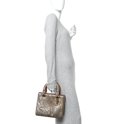 X LEE BUL Treated Calfskin Medium Lady Dior Art Bronze