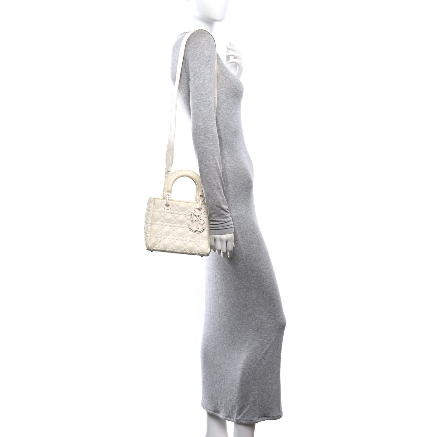 Calfskin Cannage Diamond Small My ABCDior Lady Dior White