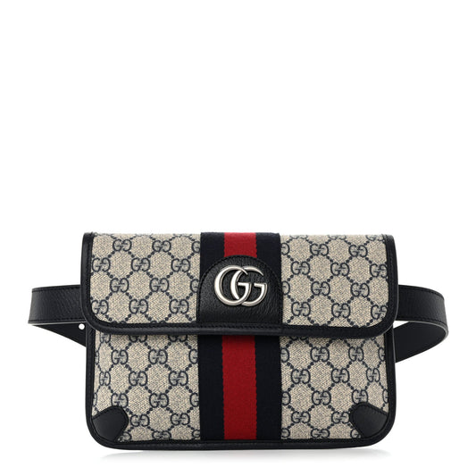 GG Supreme Monogram Web Small Ophidia Belt Bag 90 36 Beige Navy
