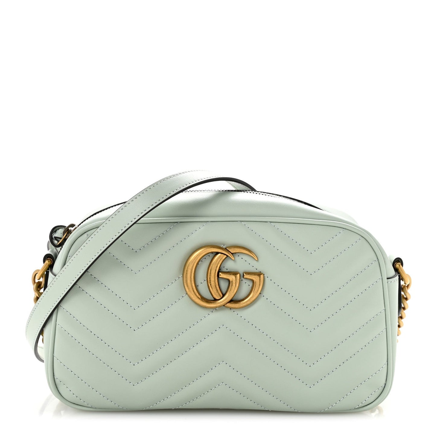 Calfskin Matelasse Small GG Marmont Chain Shoulder Bag Salvy Green