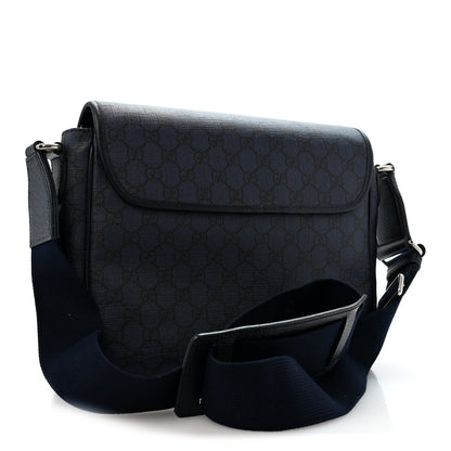 Tender GG Supreme Monogram Textured Dollar Calfskin Ophidia Messenger Bag Dark Blue