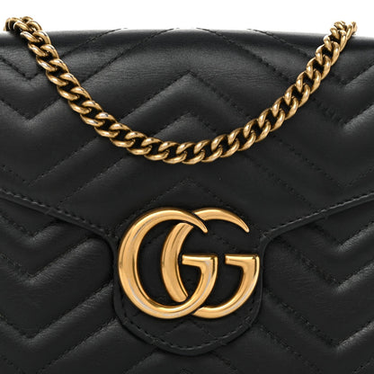 Calfskin Matelasse GG Marmont Chain Wallet Black