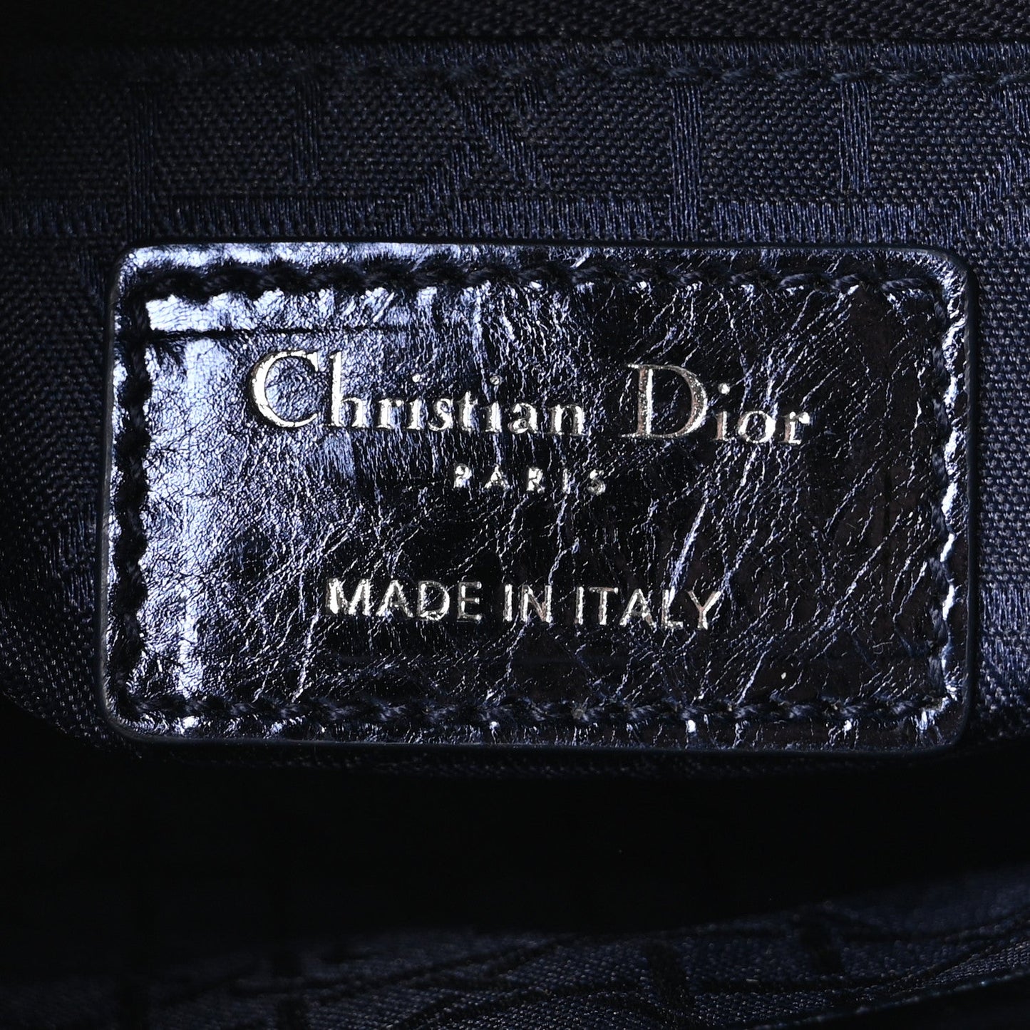 Metallic Crinkled Lambskin Cannage Mini Lady Dior Blue