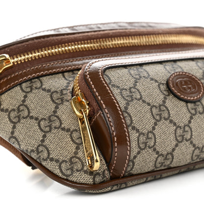GG Supreme Monogram Textured Calfskin Retro Interlocking G Belt Bag Beige Ebony Brown Sugar