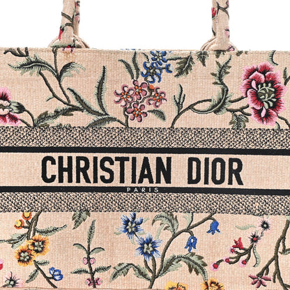 Raffia Embroidered Petites Fleurs Medium Book Tote Natural