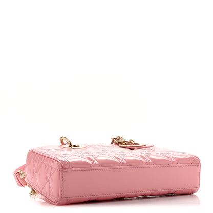 Metallic Lambskin Cannage Small Lady D-Joy Pink