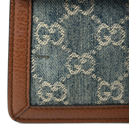 New Denim GG Monogram Dollar Calfskin Enamel Mini Dionysus Shoulder Bag Blue Tea Cuir Epilog Electric Blue