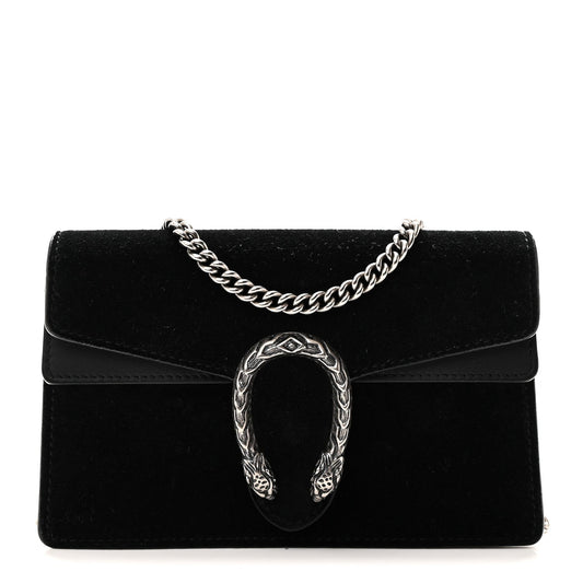 Suede Super Mini Dionysus Shoulder Bag Black