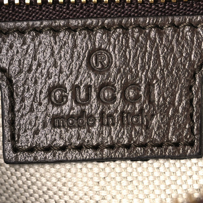 GG Supreme Monogram Textured Calfskin Web Super Mini Ophidia Shoulder Bag Beige Ebony New Acero