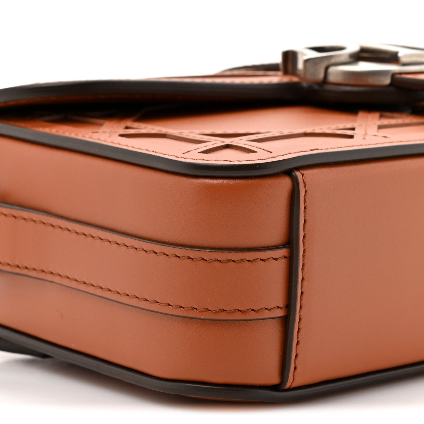 Calfskin Cosmo Laser Cut Cannage Mini Dior Charm Bag Cognac